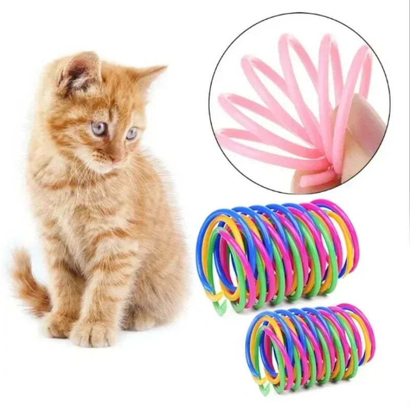 Colorful spiral spring cat toy featuring a - ProPawPet.com