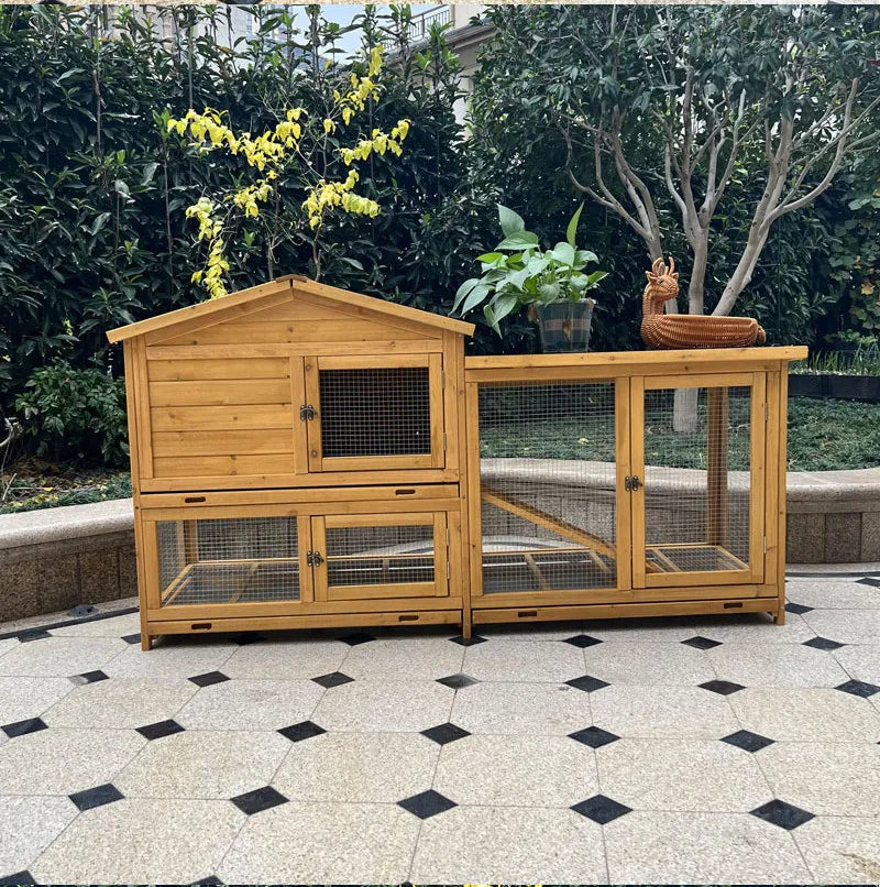 Waterproof Indoor Outdoor Wooden Rabbit Hutch, 2-Tier – Small Pet Supplies