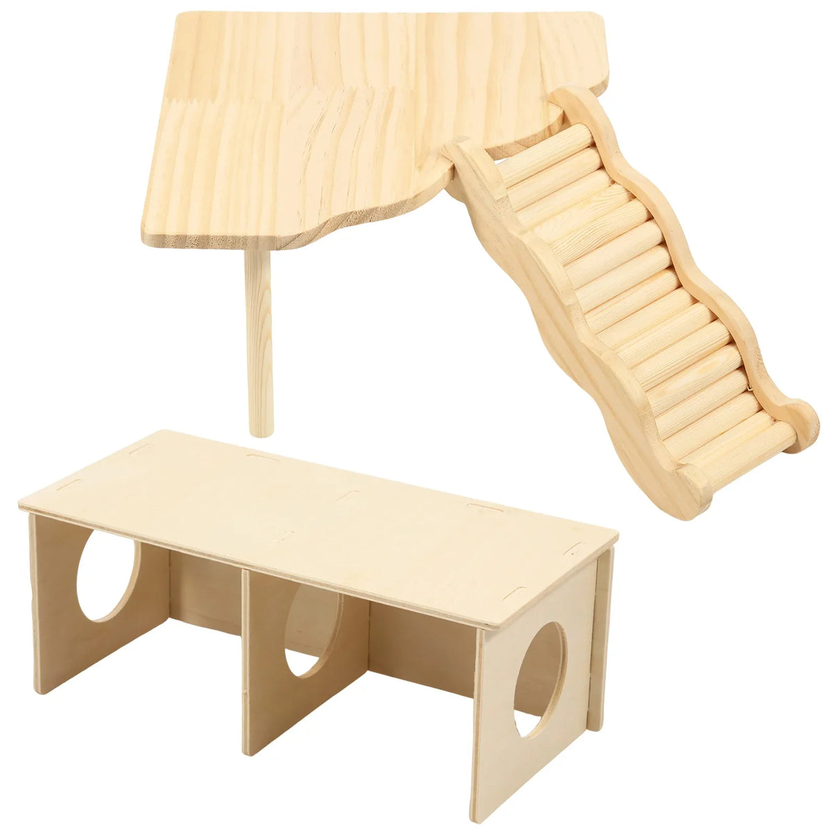 Hamster Platform Ladder Hideout Wood Playhouse Game Climbing – 2 Colors