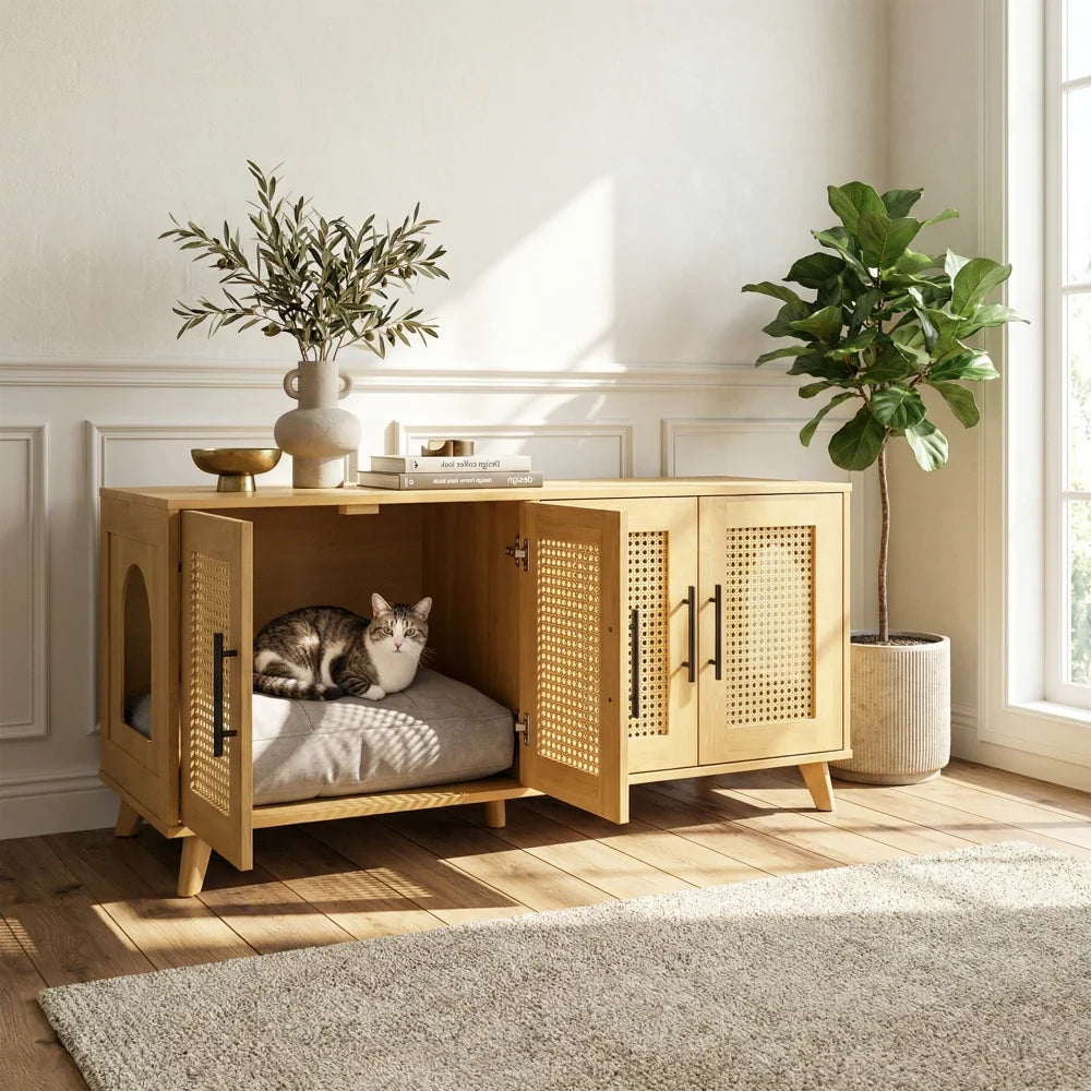 Myra Indoor Premium Rubber Wood Cat Cabinet - ProPawPet.com