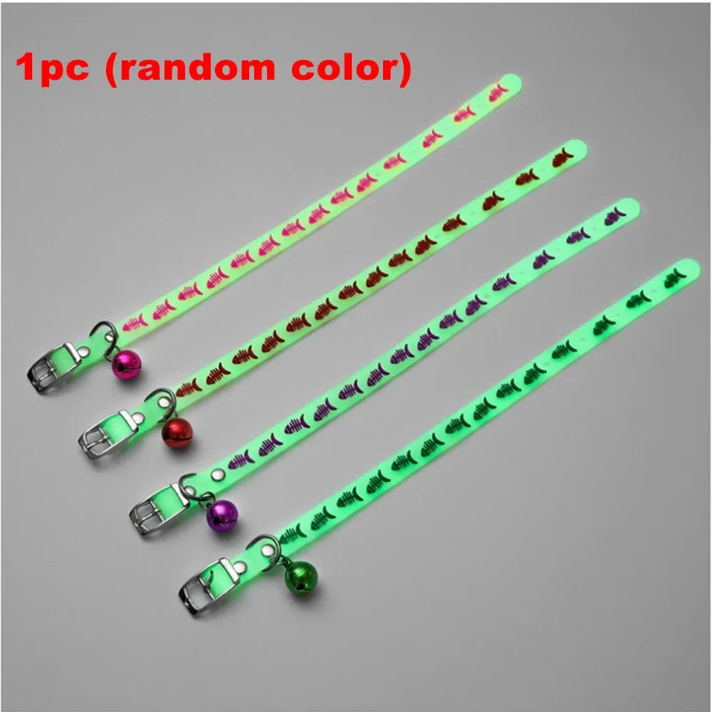 Adjustable Glowing Cat & Dog Collars with Bell Light – 7 Colors