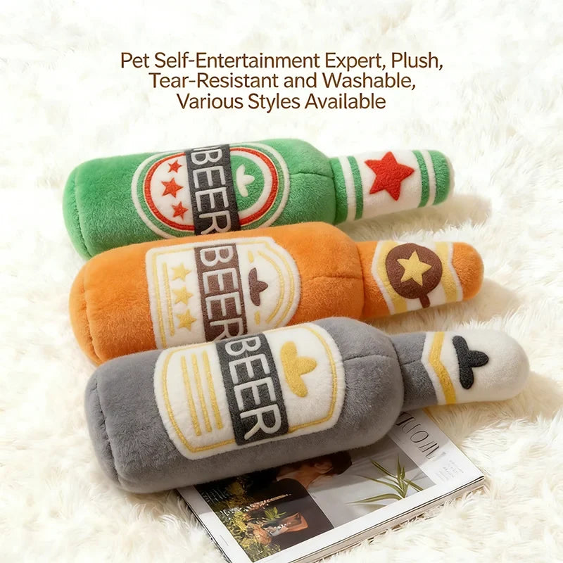 Realistic Beer Plush Dog Toy Squeaky BB - ProPawPet.com