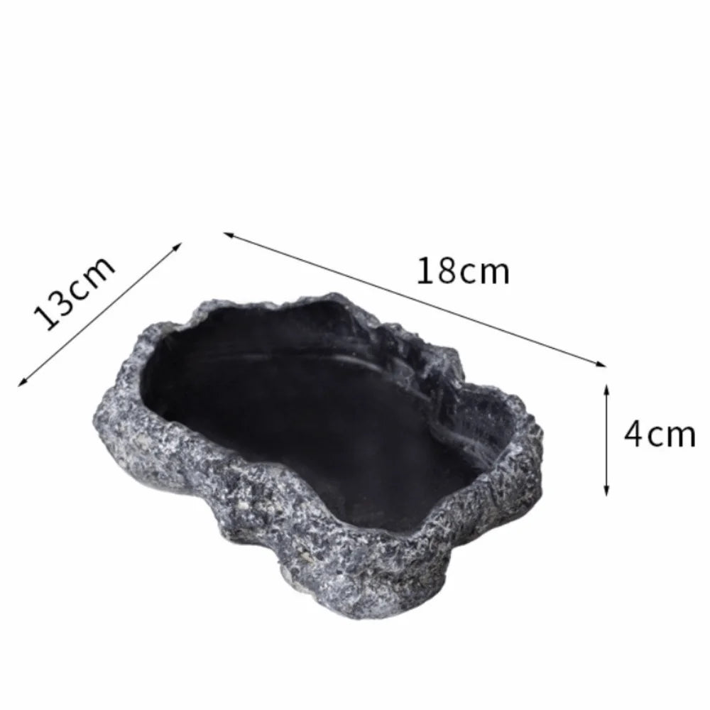 Simulated Rock Reptile Food Dish Multiple Size Anti Slip Base – 9 Colors