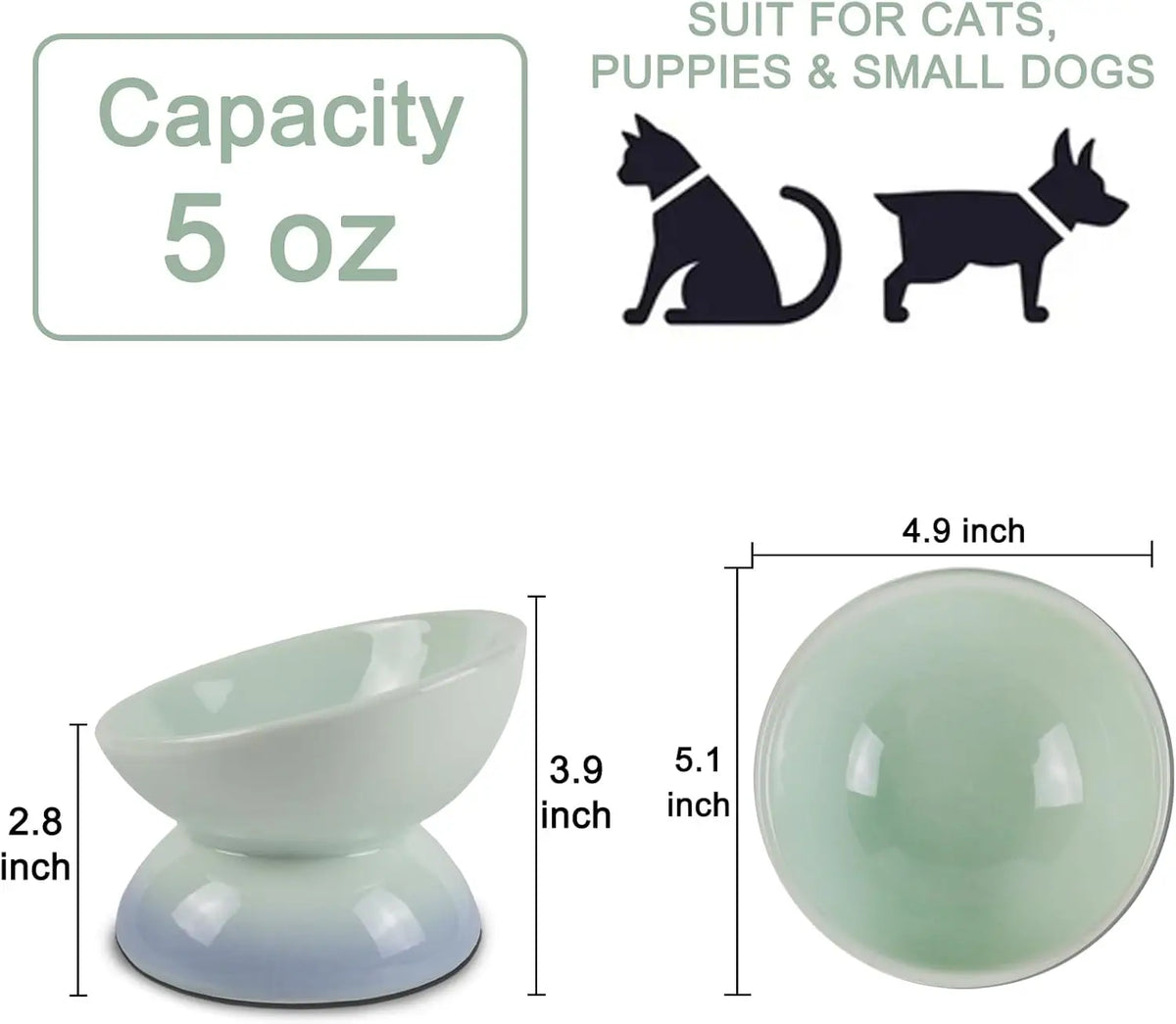 Ceramic Elevated Cat Bowls Tilted Cat Food - ProPawPet.com