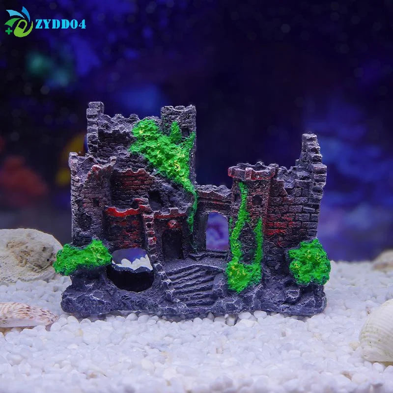 ●1Pcs Resin Castle Shape Fish Tank Ornament - ProPawPet.com