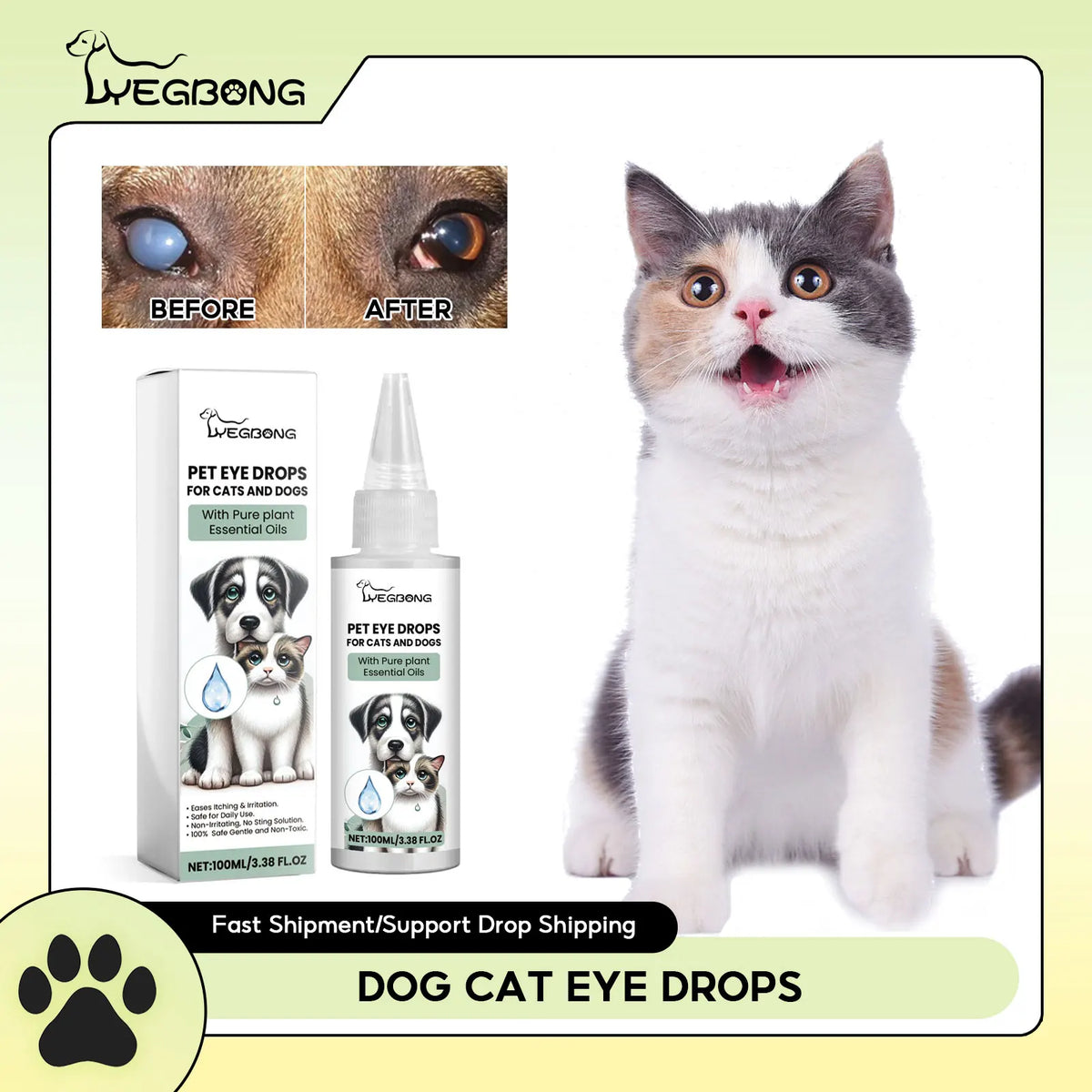 Dog Cat Eye Drops Remove Tear Marks Dirt - ProPawPet.com