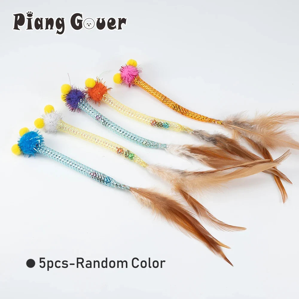 Plush Ball Feather Cat Toy Simulated Tube Worm Pet – Cat Toys & Play