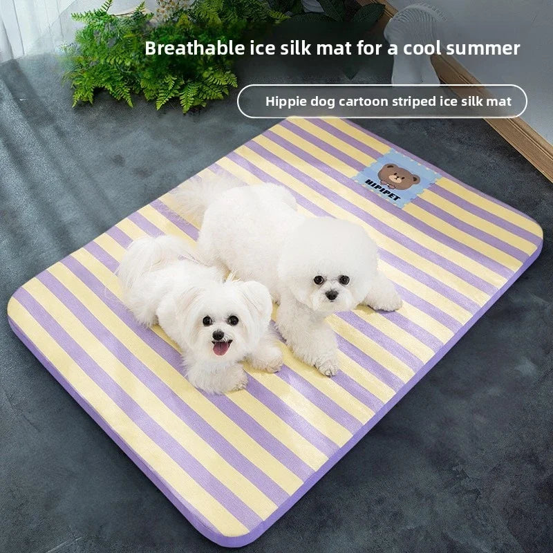Summer Dog Cartoon Striped Ice Silk Cooling - ProPawPet.com