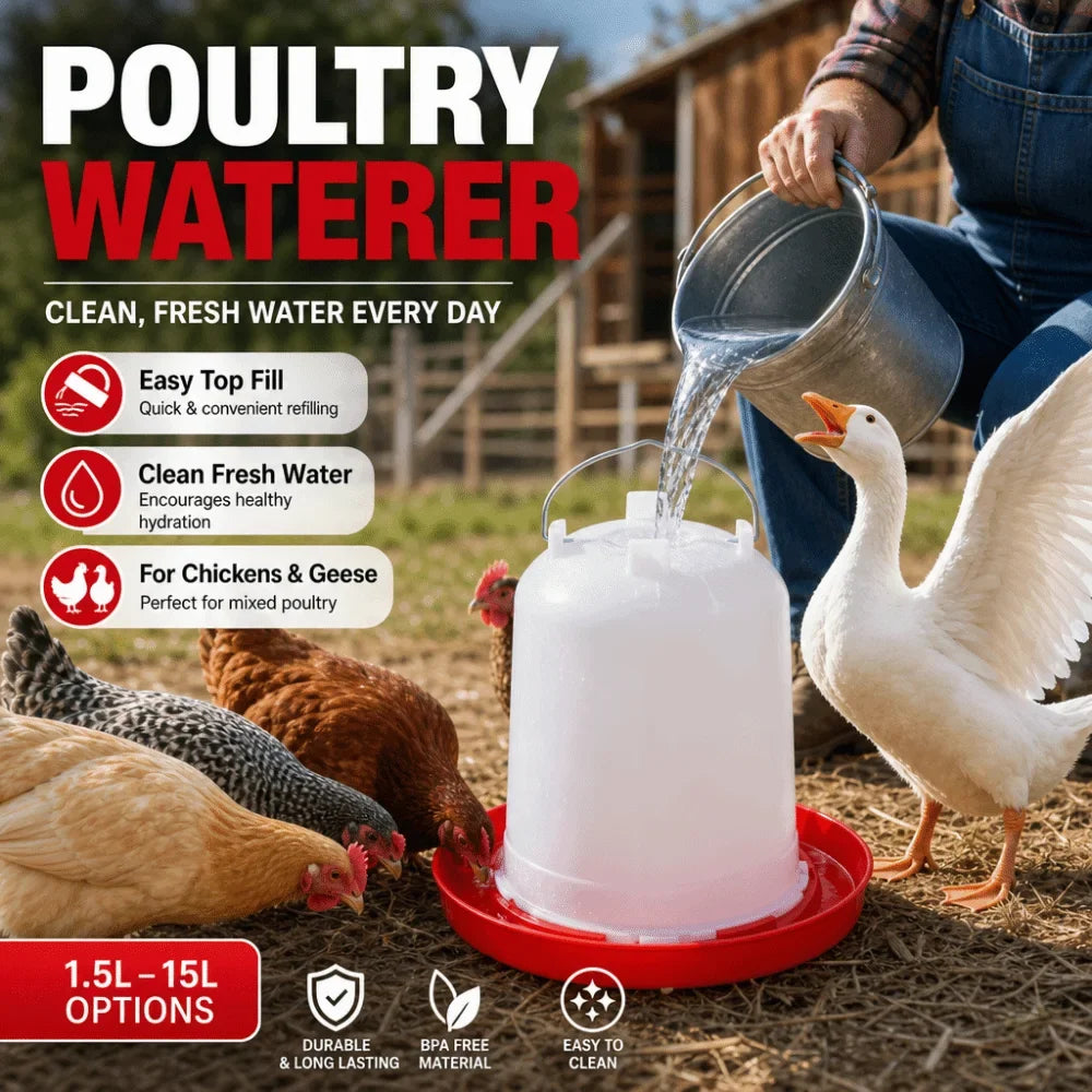 Plastic Poultry Drinker Feeder 1.5L 8L 15L - ProPawPet.com