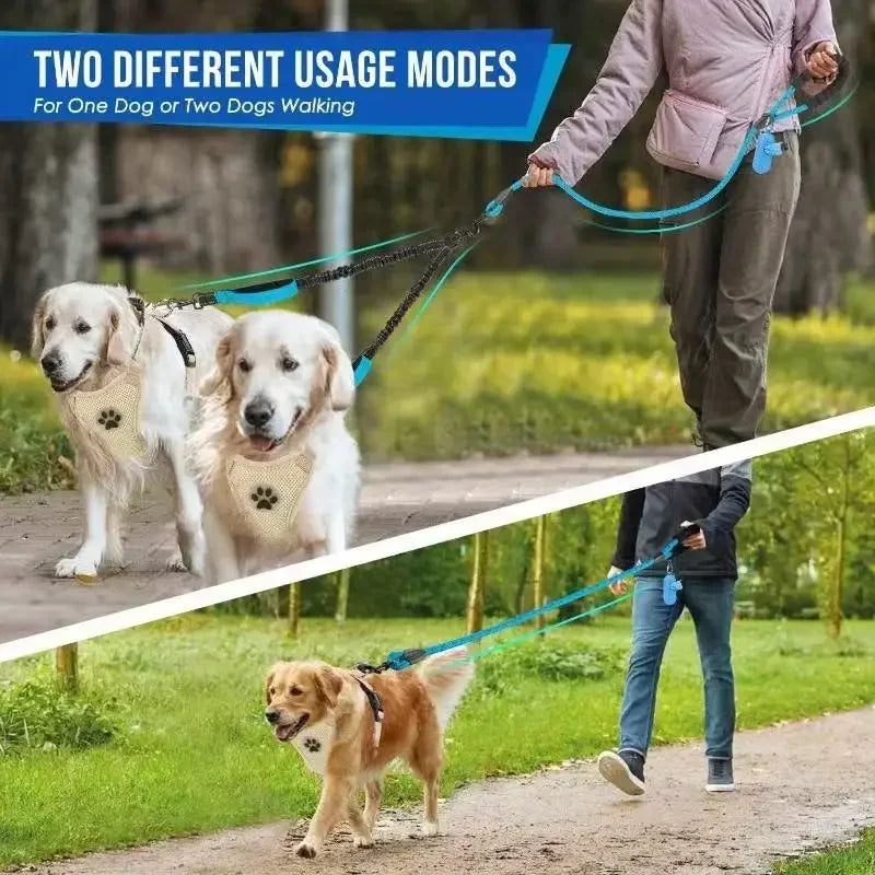 Reflective Double Dog Leash with Two Extra - ProPawPet.com
