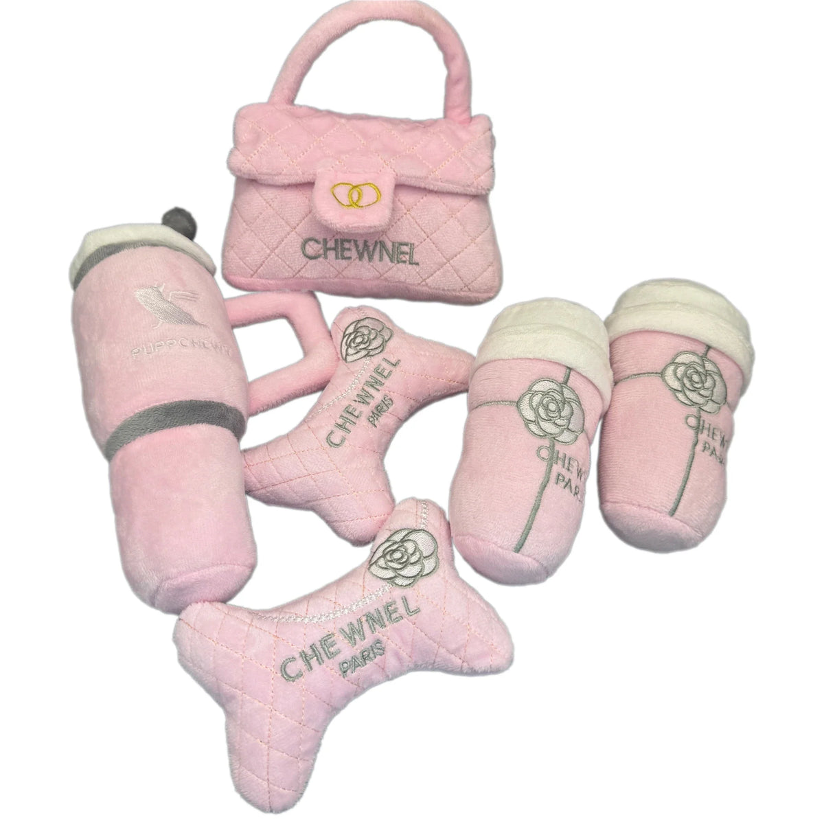 Pink Cute Dog Squeaky Toys Set Handbags Cups - ProPawPet.com