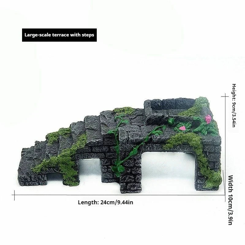 Turtle Platform Rectangular Aquarium Fish Tank, Adjustable