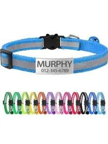 Personalized 13 Colors Custom Engraved Reflective Cat Collar – Cat Supplies