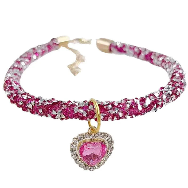 Crystal Cat Collar Heart Gem Pendant Party - ProPawPet.com