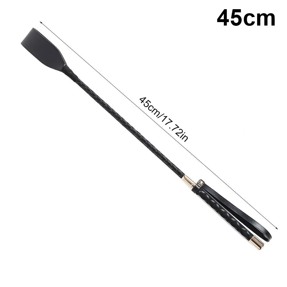 Portable Horse Whip with Handle PU Leather Equestrian Training – 4 Colors