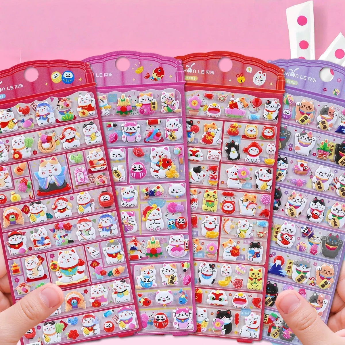 4 pcs/pack Lucky Cat Maneki Neko Puffy 3D - ProPawPet.com