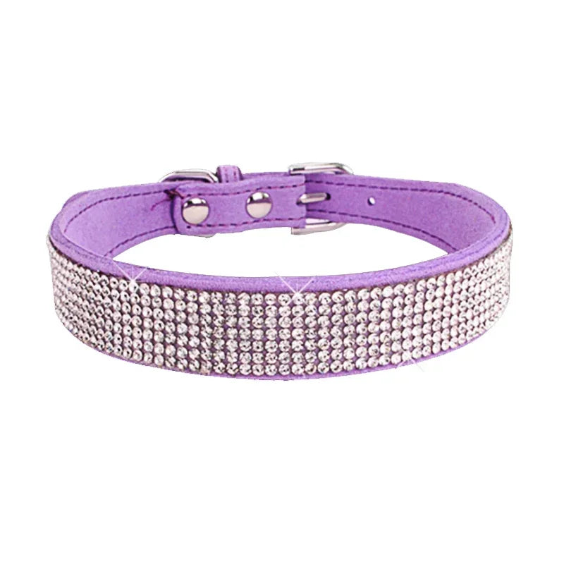 Suede Fiber Crystal Dog Collar Comfortable - ProPawPet.com