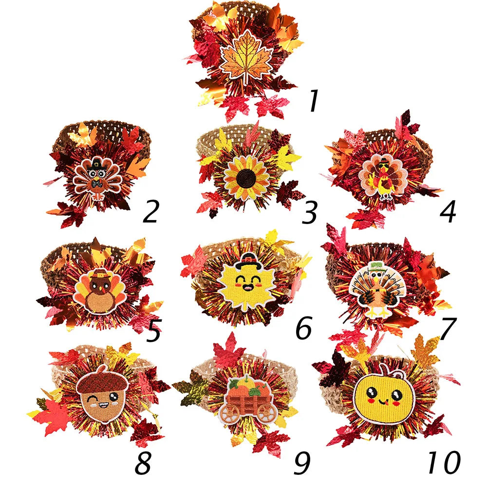 5 Handmade Dog Collars Elastic Thanksgiving Bowties Shining – Dog Supplies