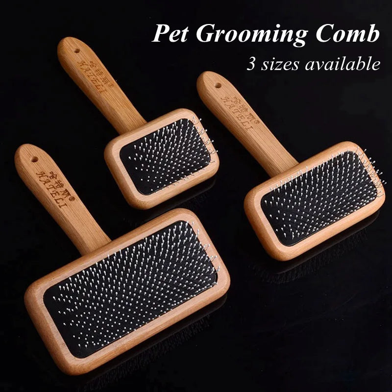 Pet Comb Natural Bamboo Handle Stainless - ProPawPet.com