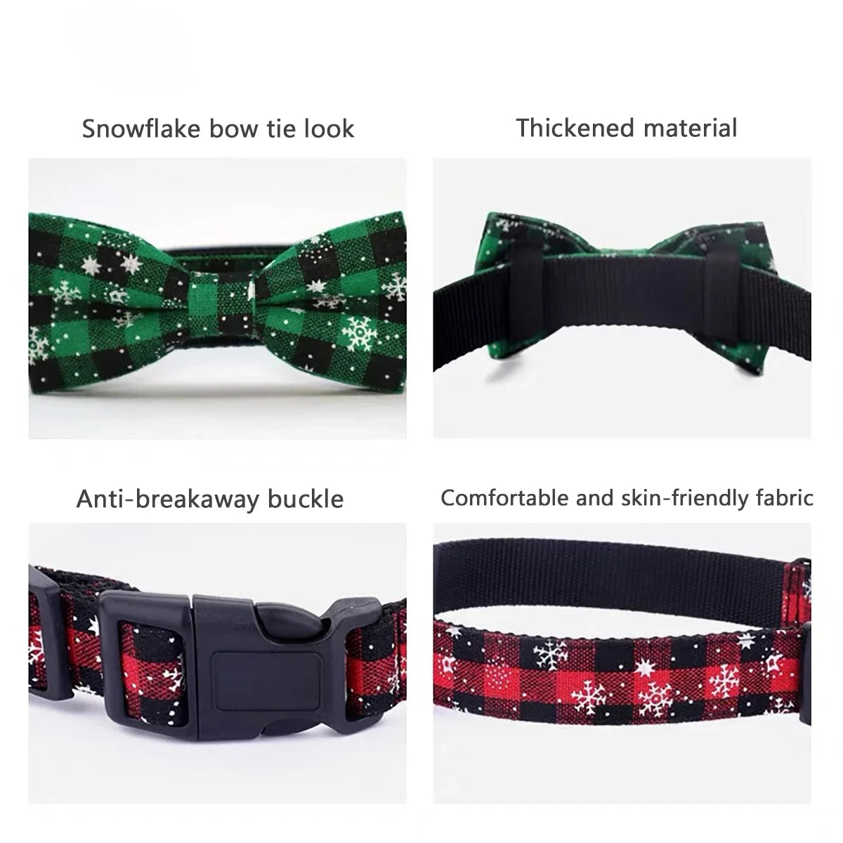 Dog Collar with Bow tie,Christmas Plaid - ProPawPet.com