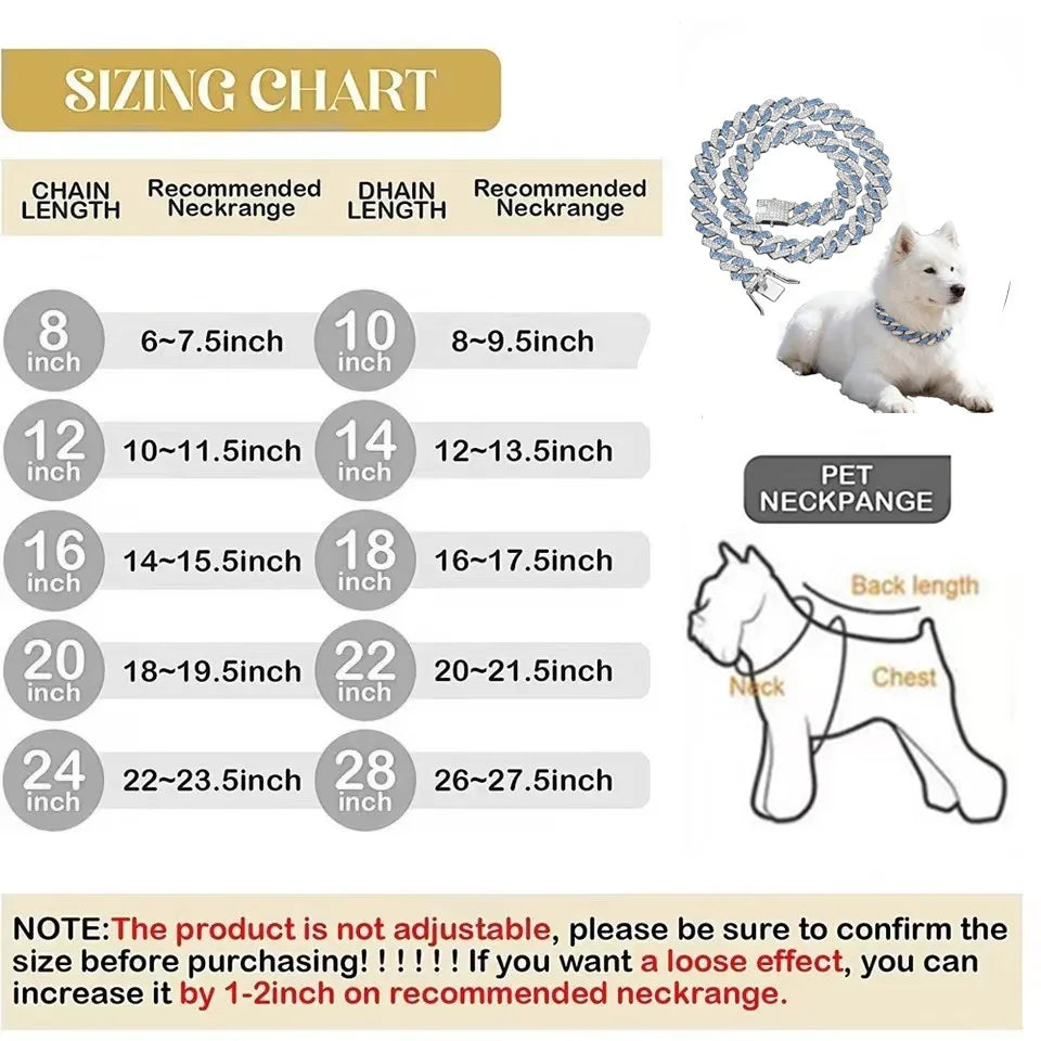 14mm Pink Blue Lab Diamond Dog Cuban Chain - ProPawPet.com