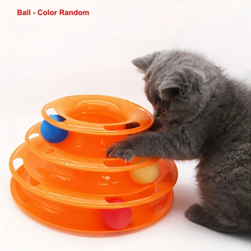 3 Layer Interactive Cat Toy Tower with Colorful Balls – Cat Supplies