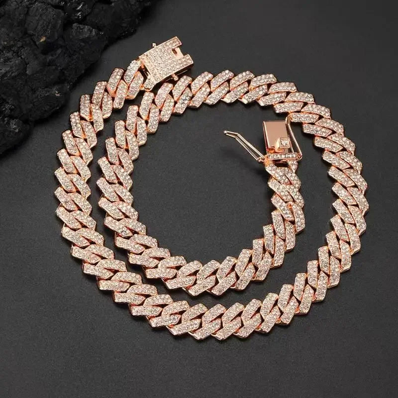 14mm Pink Blue Lab Diamond Dog Cuban Chain - ProPawPet.com