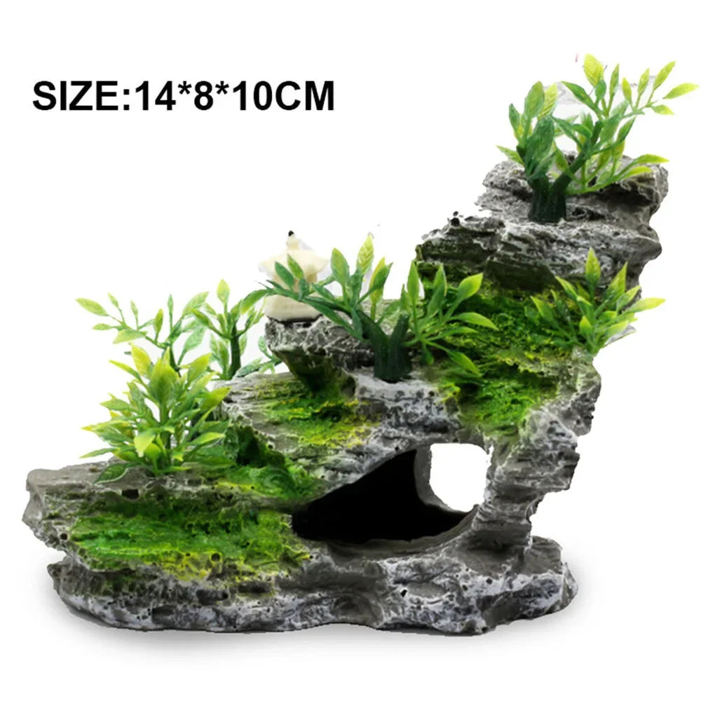 Resin Aquarium Fish Tank Decor Rockery Mountain Stone Hiding Cave