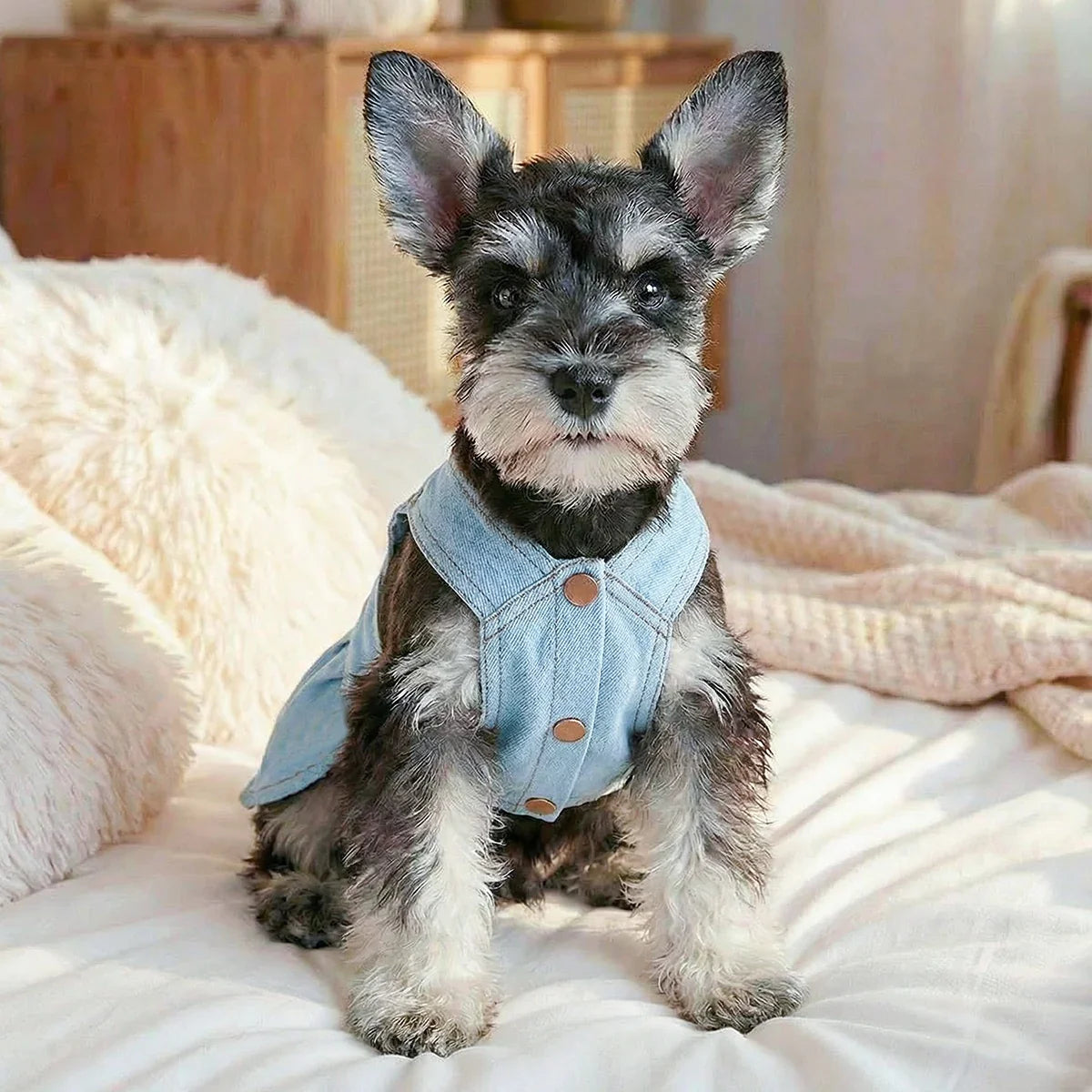 Pet Cat and Dog Clothes Retro Badge Denim - ProPawPet.com