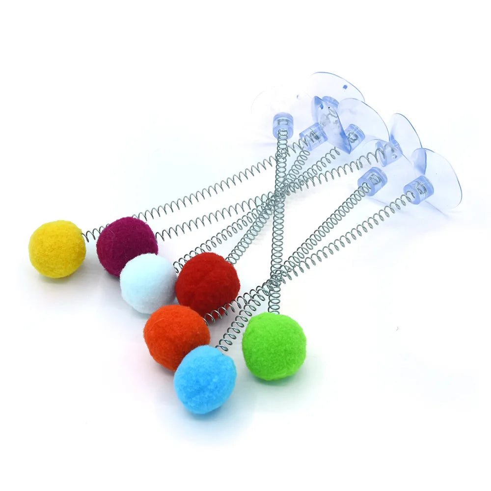 Cat Fur Ball Spring Plaything Suction Cup