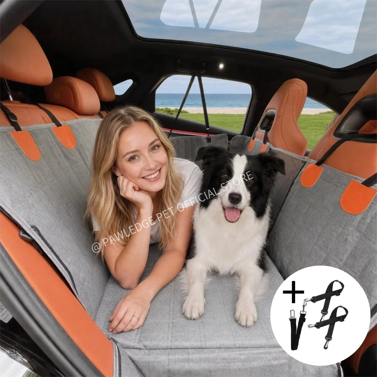 Waterproof Hard‑bottom Dog Back‑seat Extender Hammock – Dog Supplies