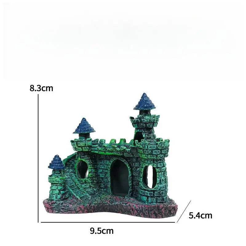 ● Resin Castle Shape Fish Tank Ornament – 7 Colors