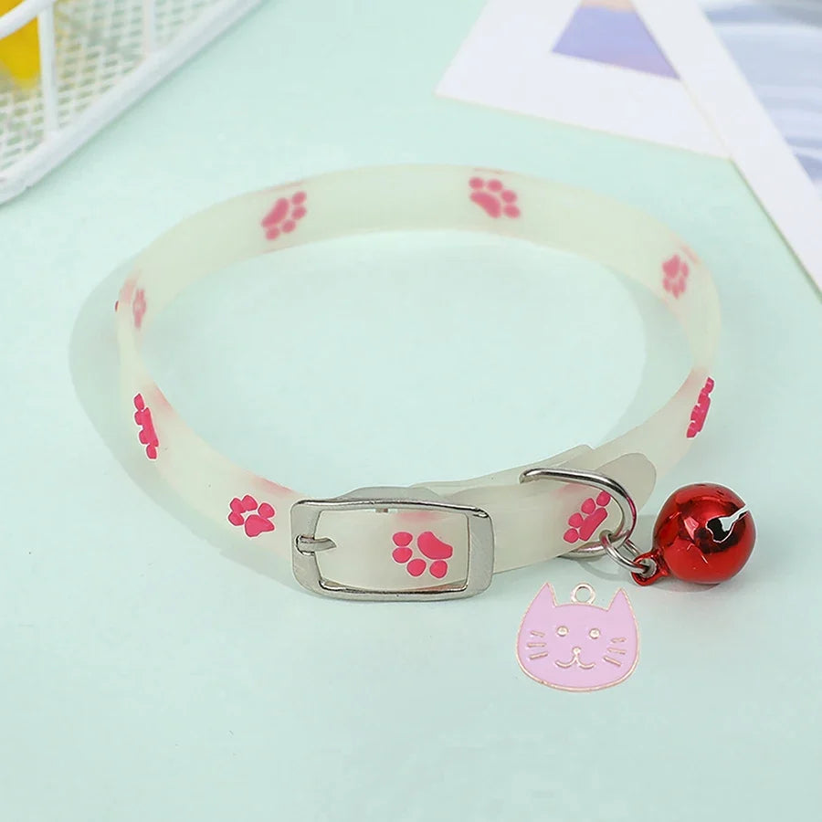 Cat Collar Glow in the Dark Footprint Cute - ProPawPet.com