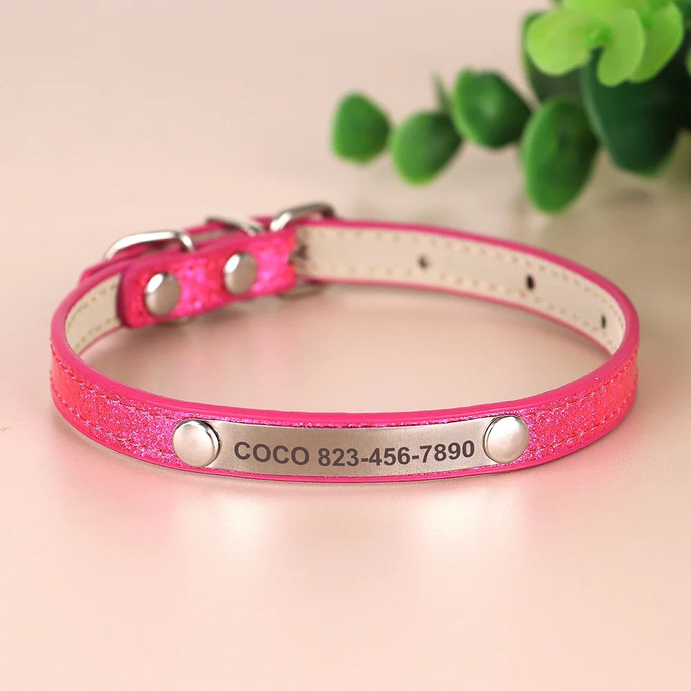 Personalized Cat Collar Bling PU Leather Cat - ProPawPet.com