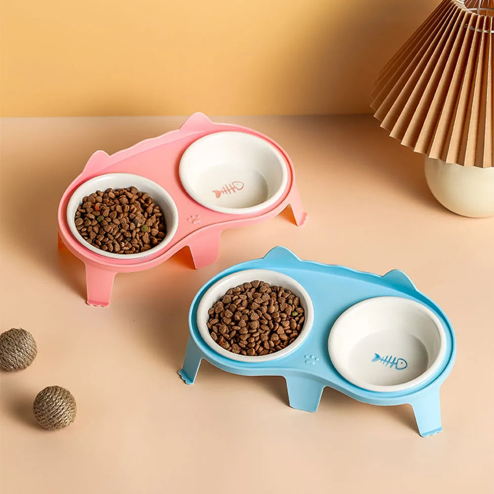 Ceramic Cat Bowl Double Bowl - Elevated - ProPawPet.com