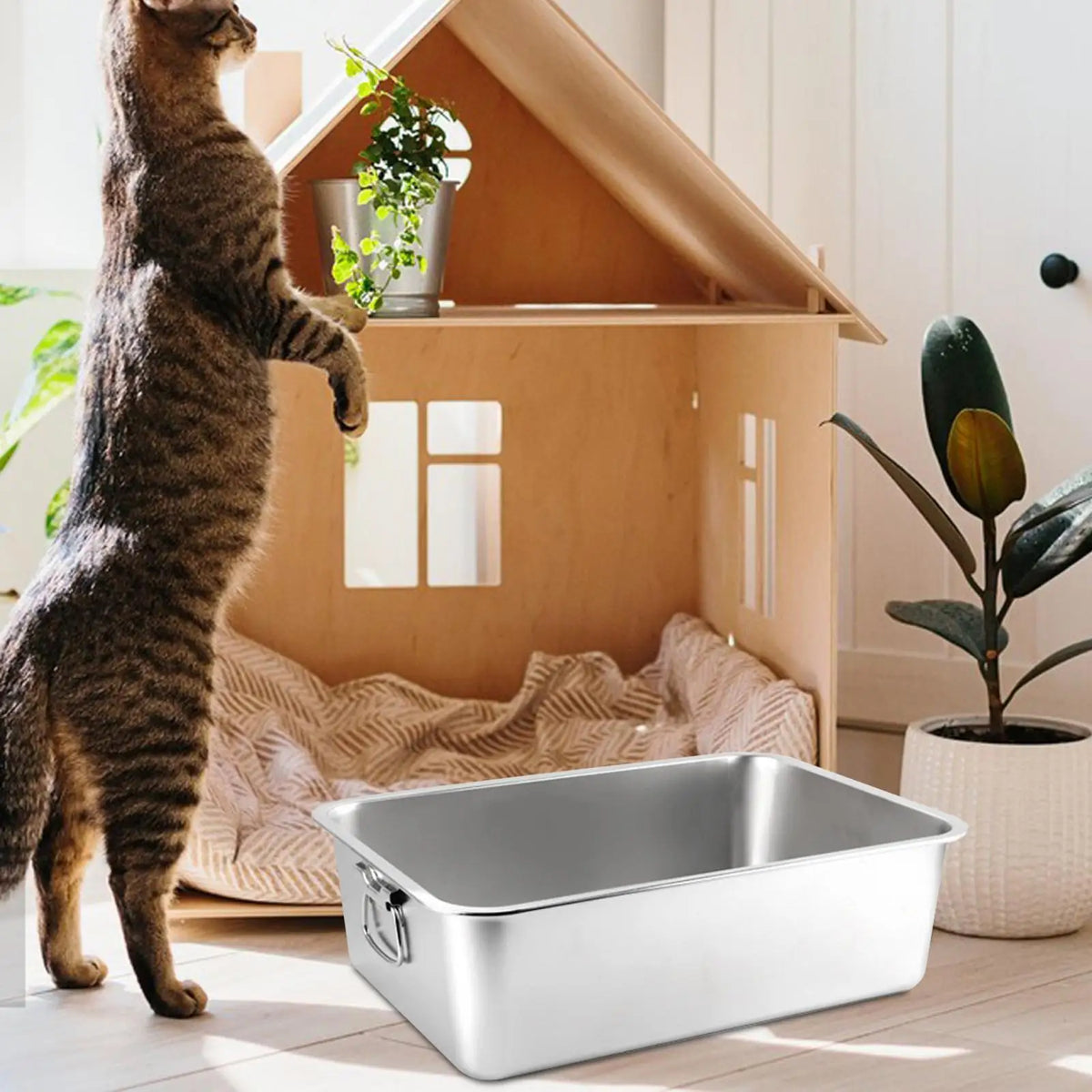 Cat Metal Kitten Litter Pan Rounded Corners Potty – photo 7