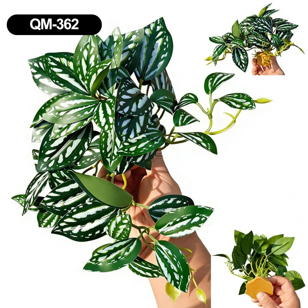 Large Leaf Artificial Plant Stable Base Vivarium Decor for Horses