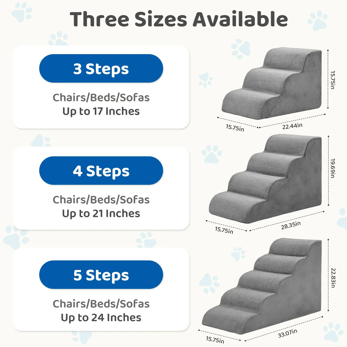 JHK 3-5 Step High-Density Foam Dog Stairs - ProPawPet.com