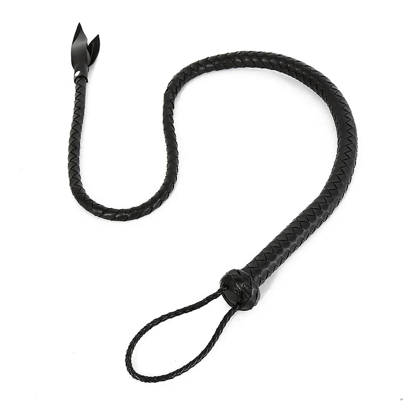 109cm Long Snake Whip Black Leather Weave Willow Leaf Head – Reptile Supplies