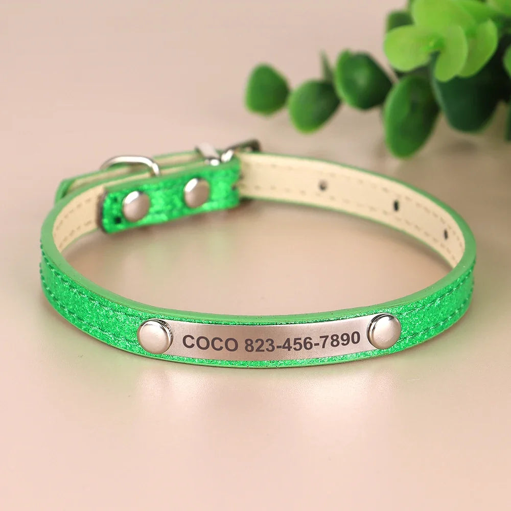 Personalized Cat Collar Bling PU Leather Cat - ProPawPet.com