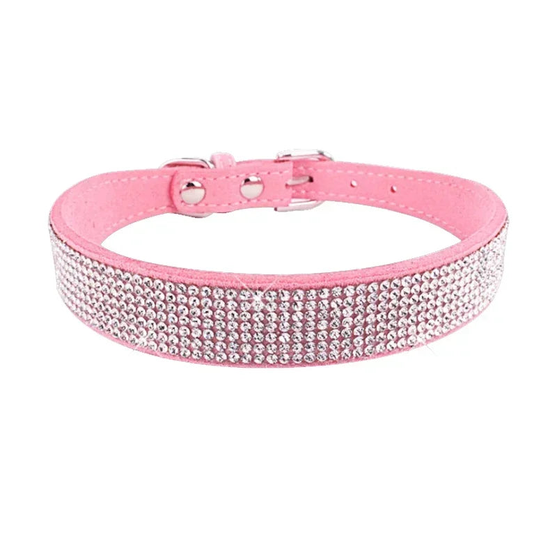 Suede Fiber Crystal Dog Collar Comfortable - ProPawPet.com