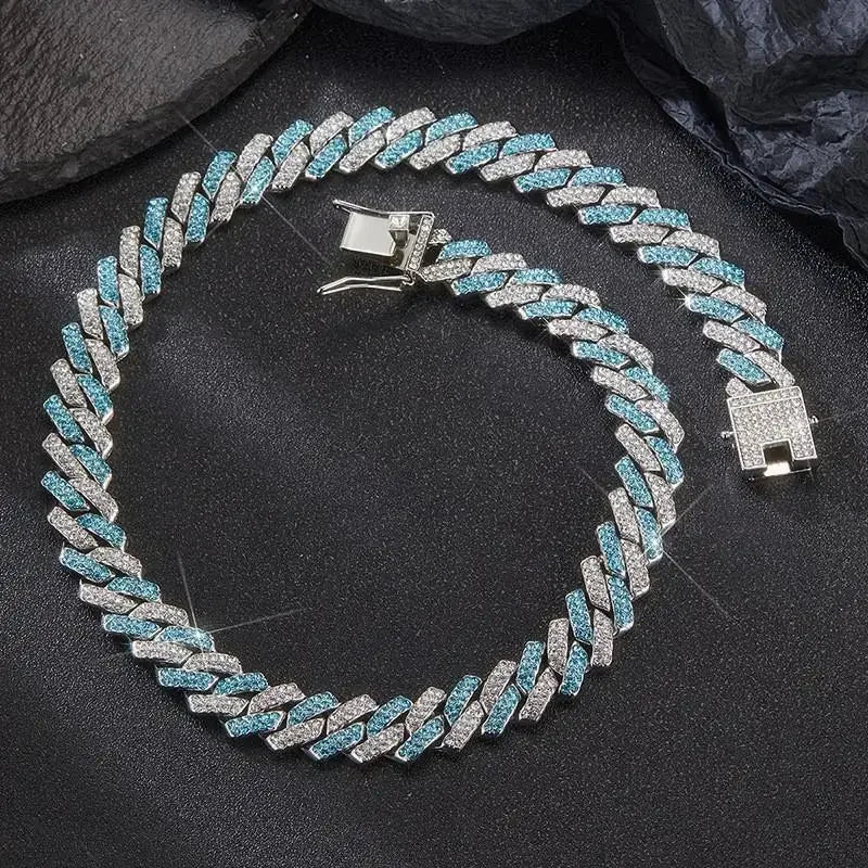 14mm Pink Blue Lab Diamond Dog Cuban Chain - ProPawPet.com