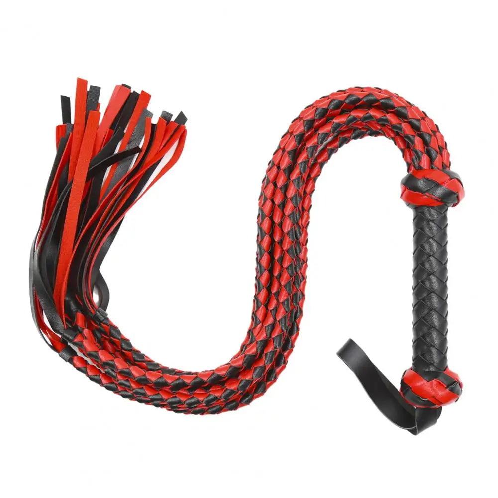 Faux Leather Horse Whip Two-tone 8 Braiding Hangable Training – 5 Colors