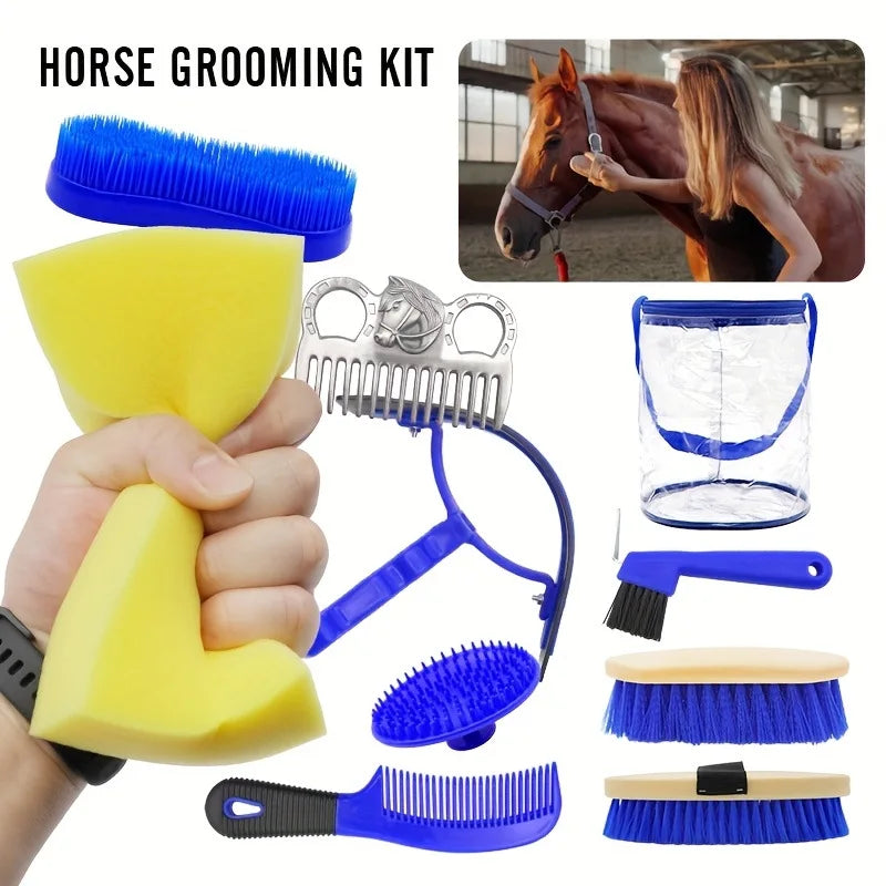 Professional 9 Pcs Horse Grooming Kit Tack - ProPawPet.com