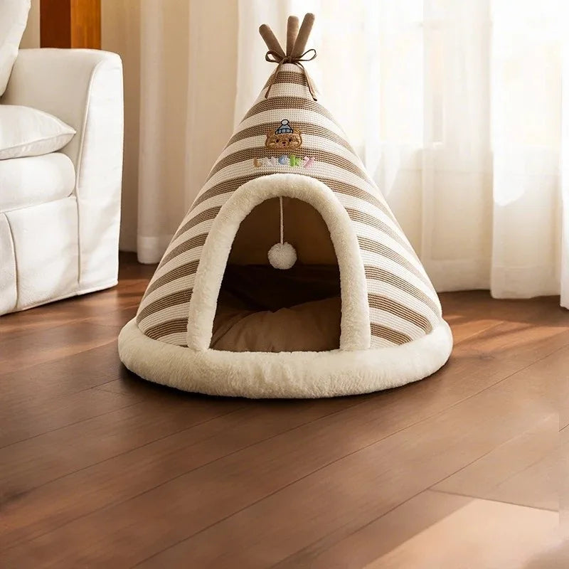 Self Warming Cat Bed Winter Warm Plush Tent - ProPawPet.com