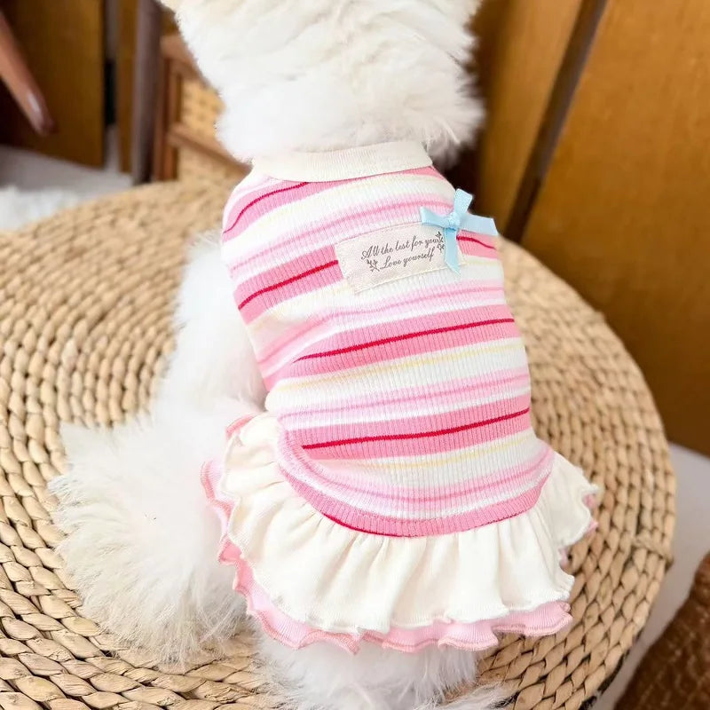 Thin Cooling Dog Dress Striped Dog Clothes - ProPawPet.com