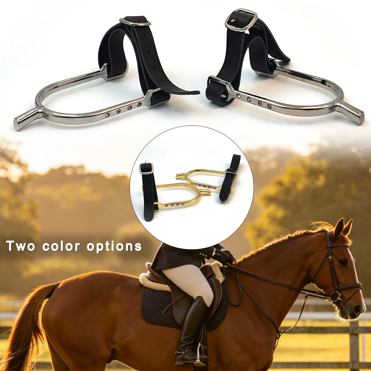 Gold/Silver Rhinestone Spurs with Leather - ProPawPet.com