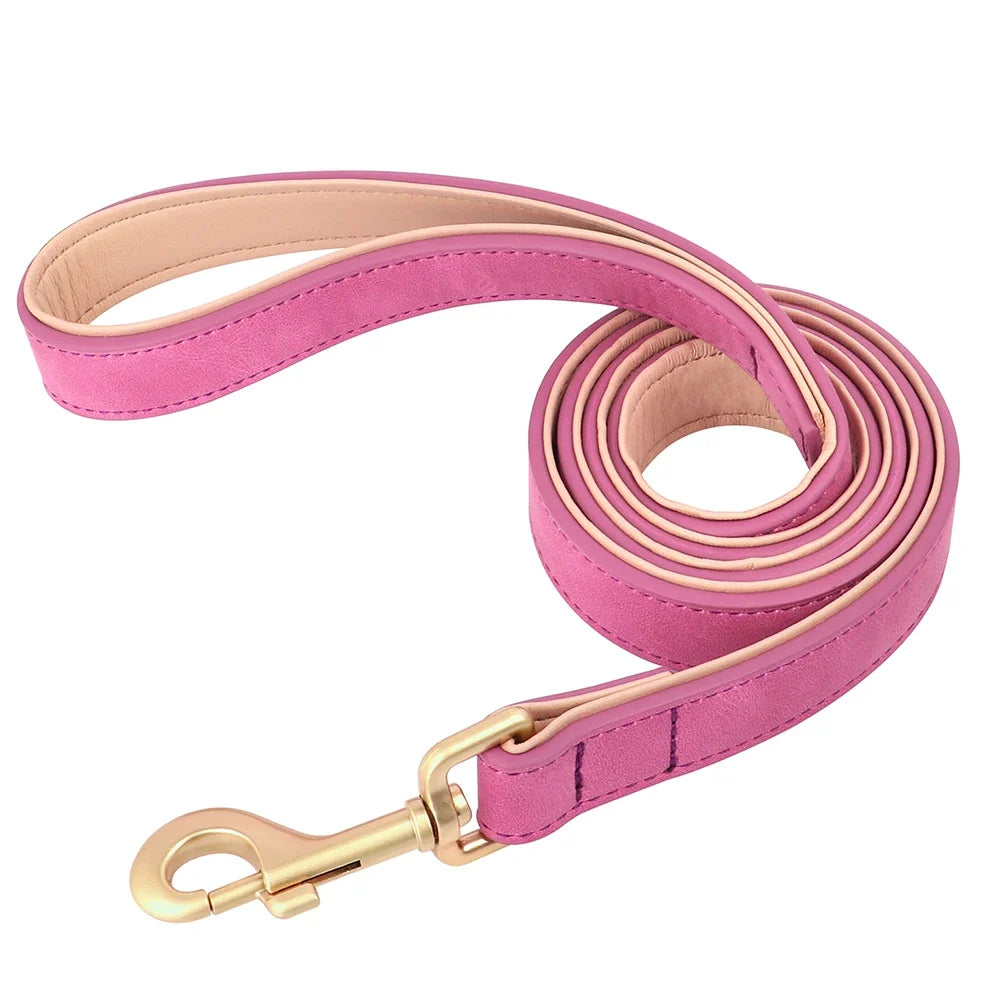 120cm Dog Leash Soft PU Leather Padded Handle Lead – 5 Colors