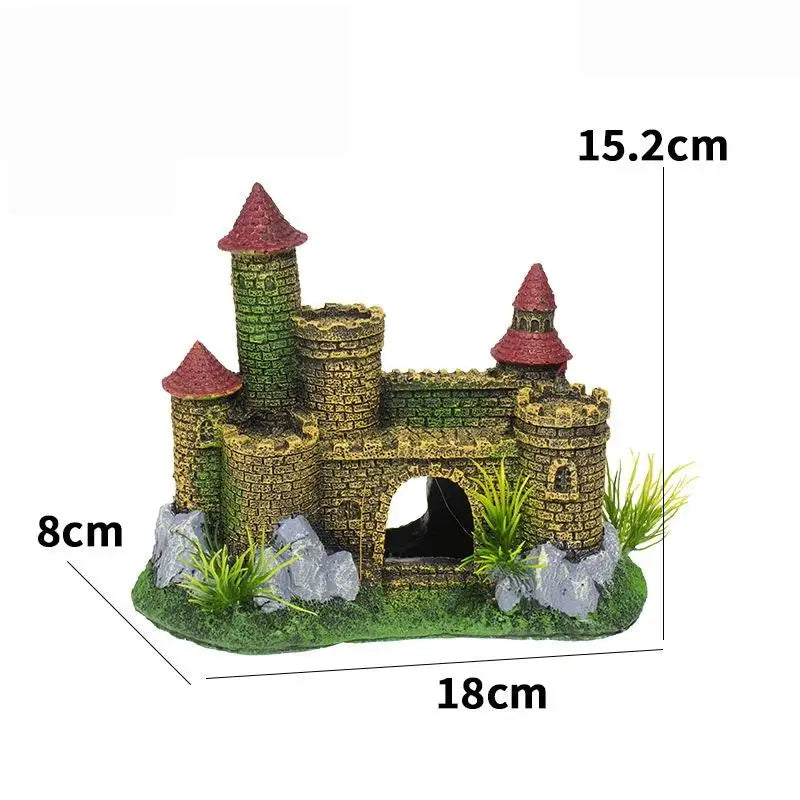 ● Resin Castle Shape Fish Tank Ornament – 7 Colors