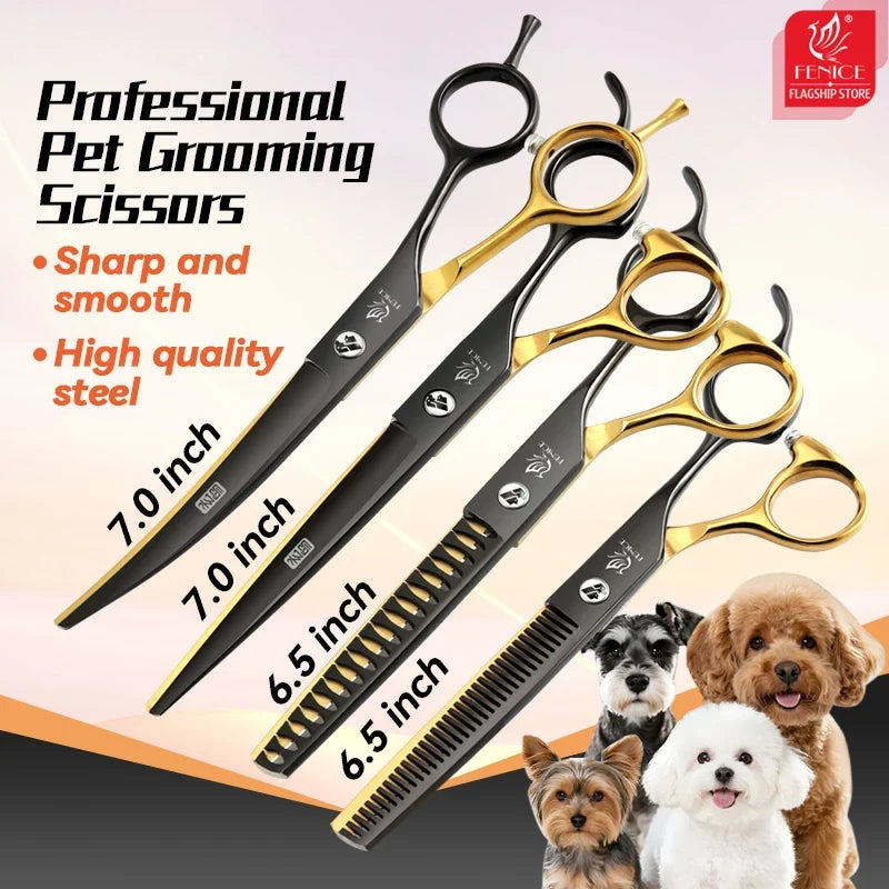 Fenice 6.5/7 Inch Black Gold Pet Grooming - ProPawPet.com